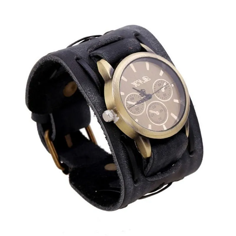 Retro Cowhide Punk Wrist Watch