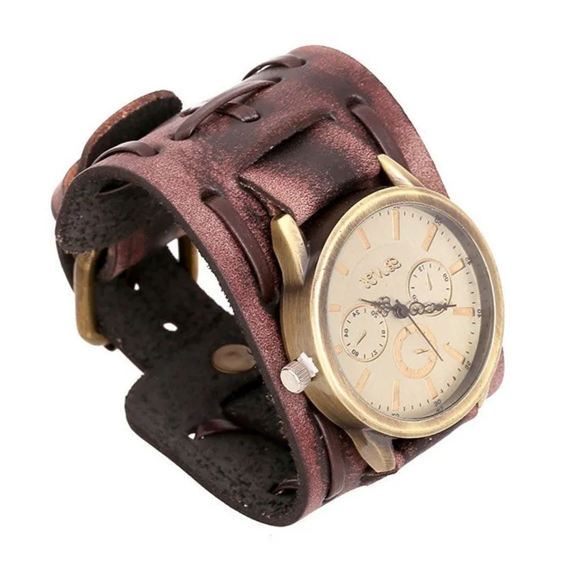 Retro Cowhide Punk Wrist Watch