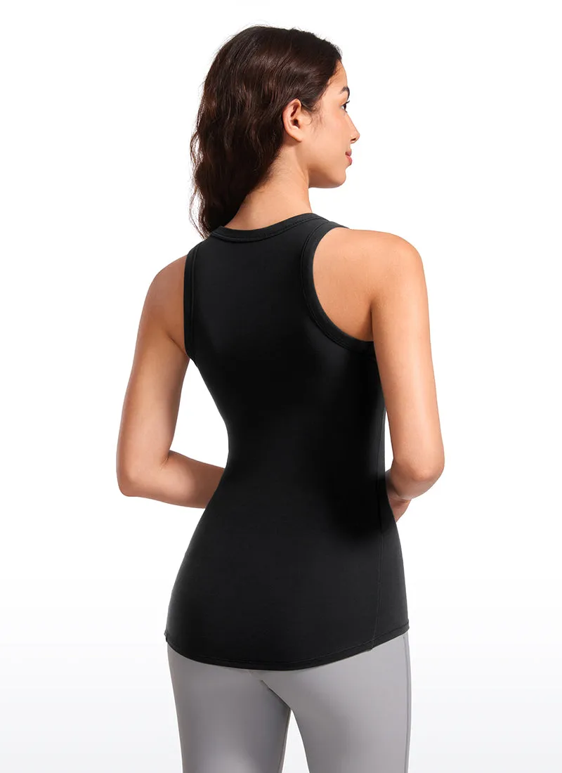 Ribbed Hip Length High Neck Racerback Tank