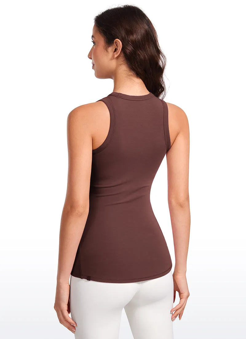 Ribbed Hip Length High Neck Racerback Tank