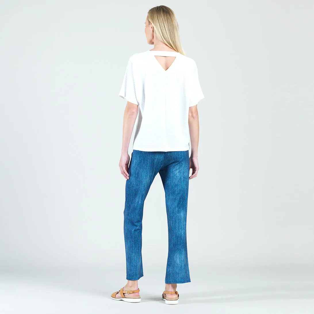 Ribbed Peach Knit - Back Cut Out Top - White - Final Sale!