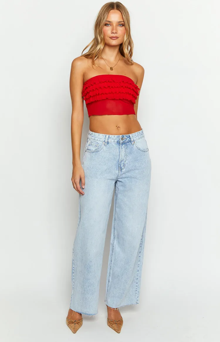 Rumba Rouge Red Ruffle Tube Top