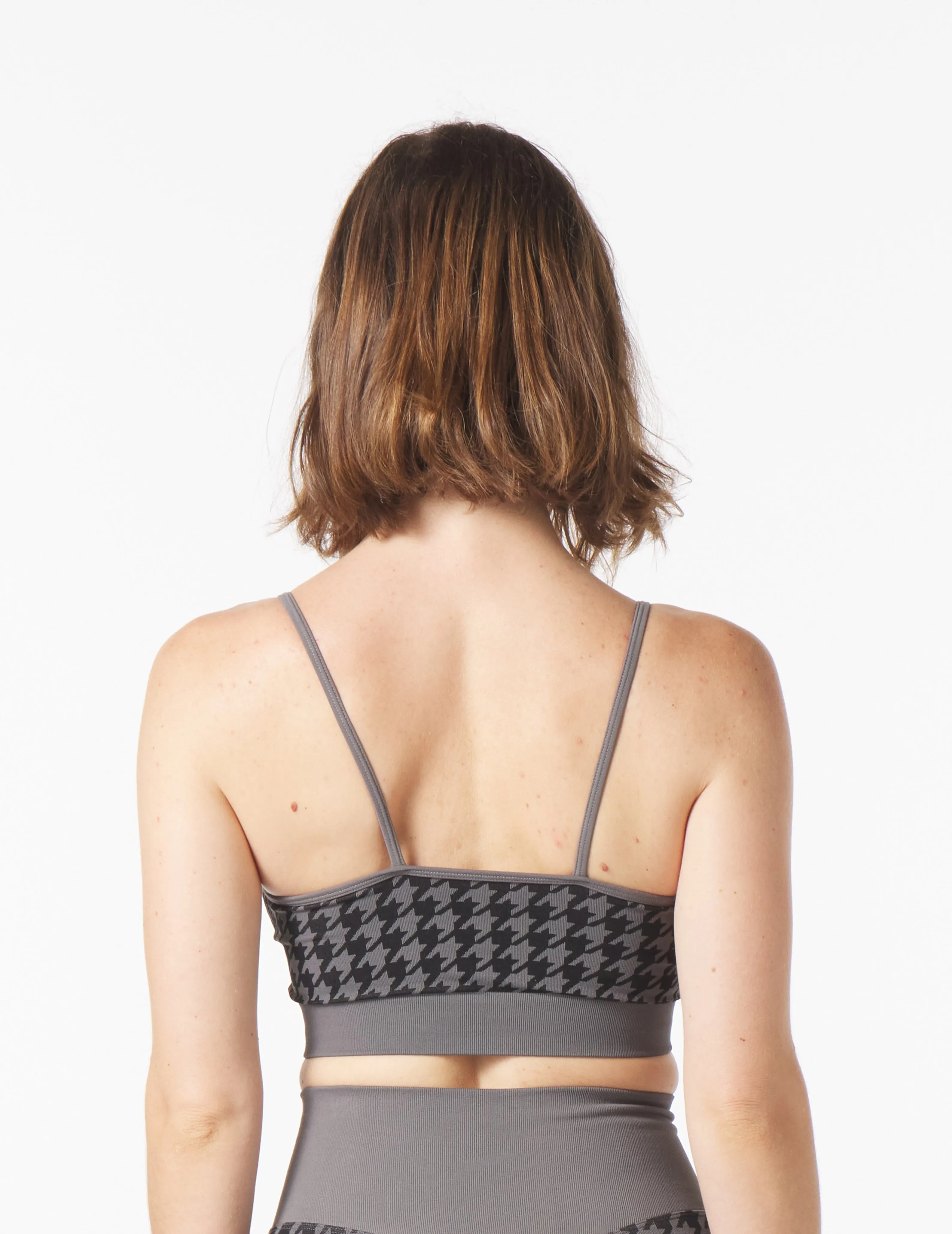 Seamless Houndstooth Jacquard Bra: Black/Carbon