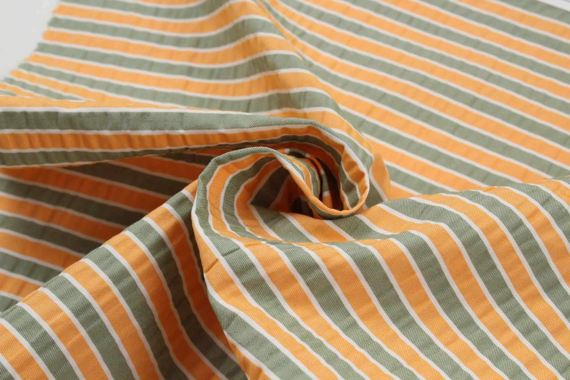 Seaqual™ Recycled Polyester and Cotton Wrinkled Effect Fabric - Stripes