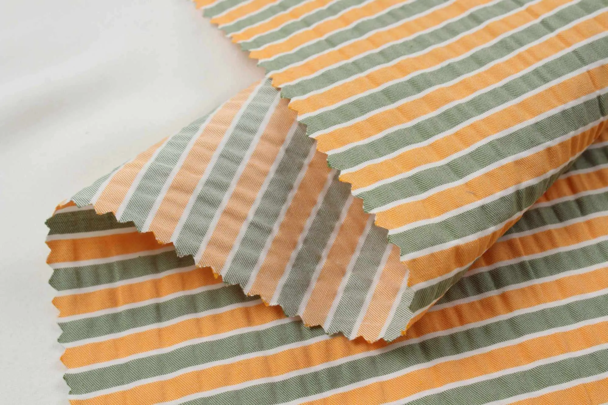 Seaqual™ Recycled Polyester and Cotton Wrinkled Effect Fabric - Stripes