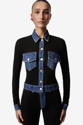 Second Skin Rib Denim Top