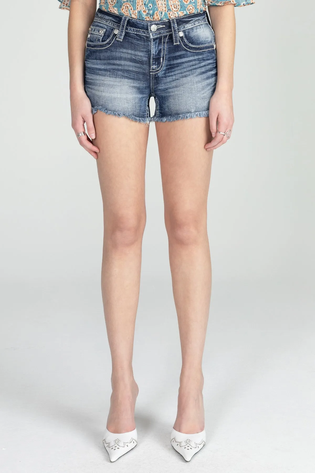 Sequined Blue Geometric Shorts