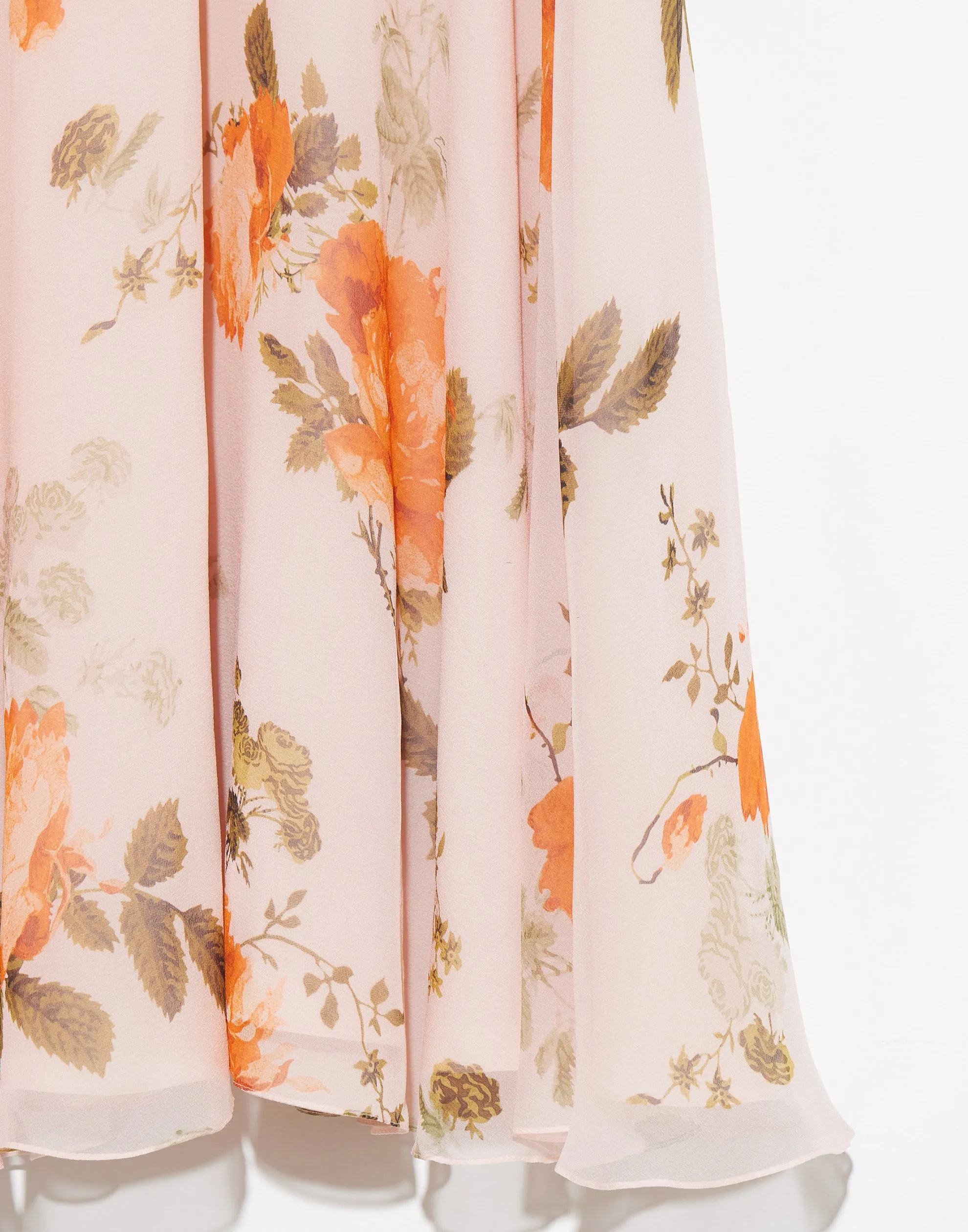 Shell Pink Silk Gathered Neck Midi Dress