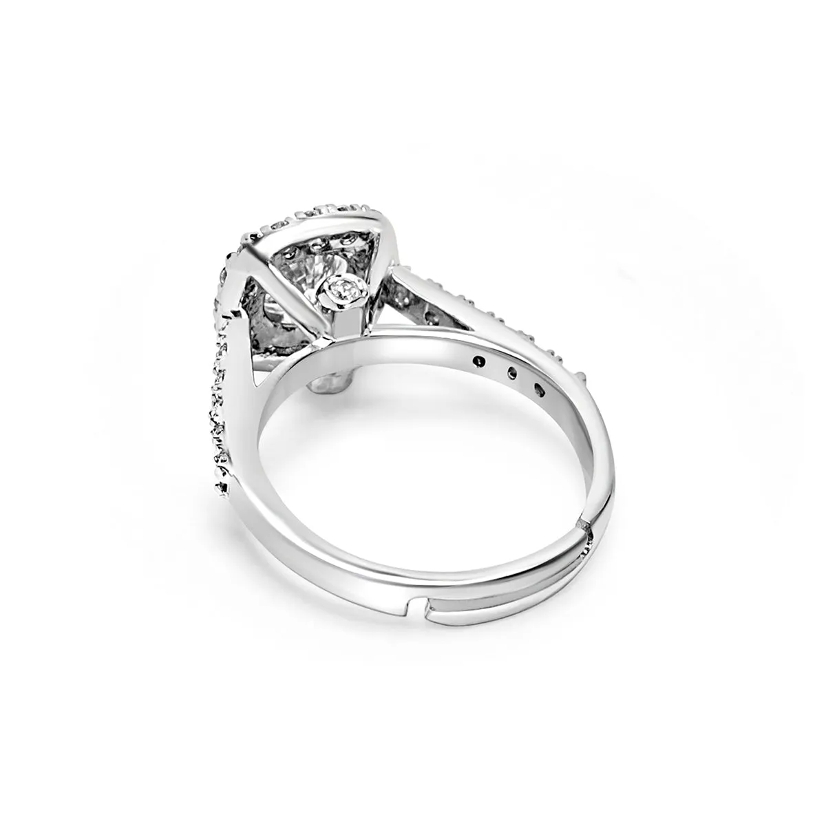 Silver Zircon Halo Ring