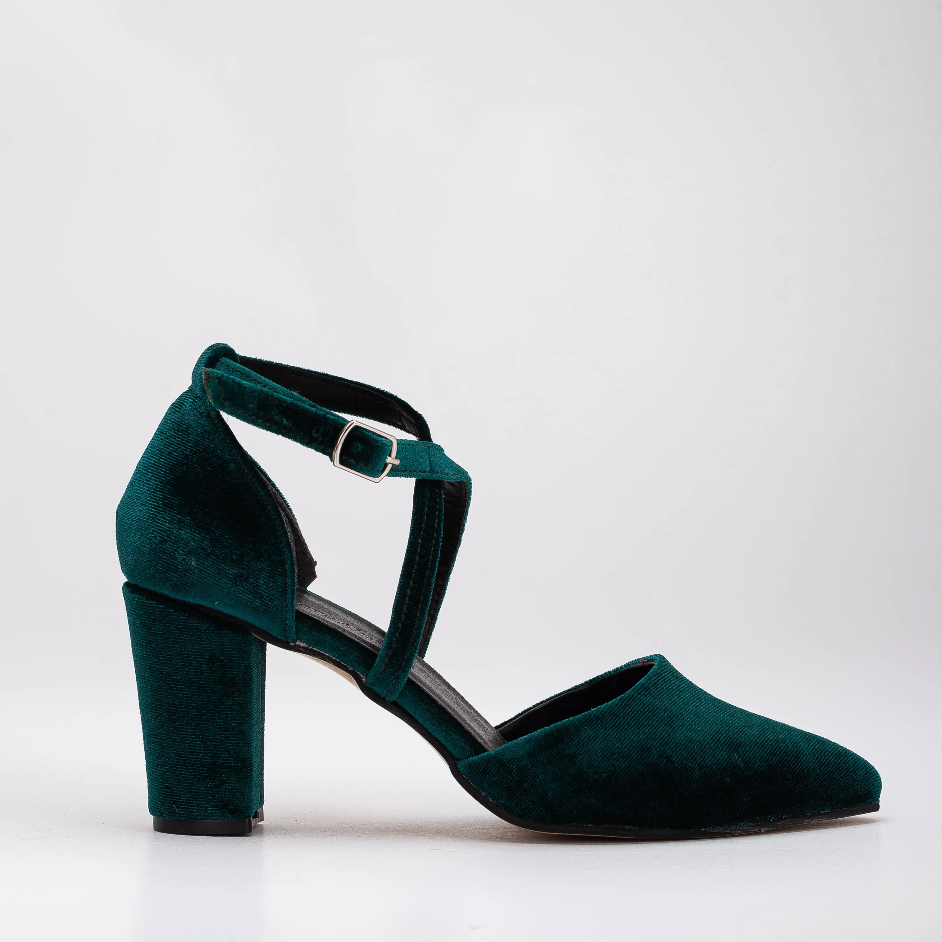 Sina - Emerald Green Velvet Criss Cross Heels