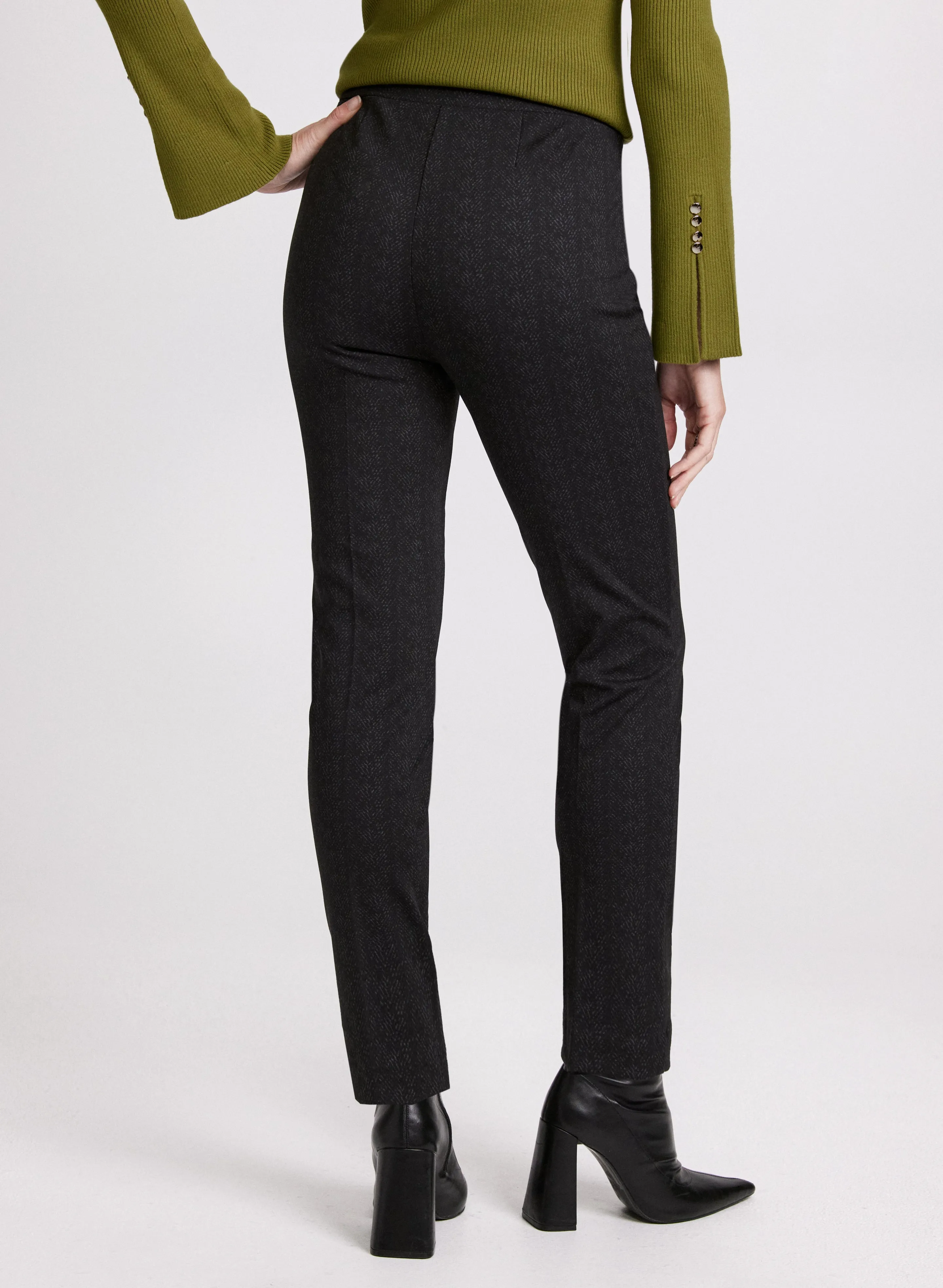 Sofia Herringbone Slim-Leg Pants