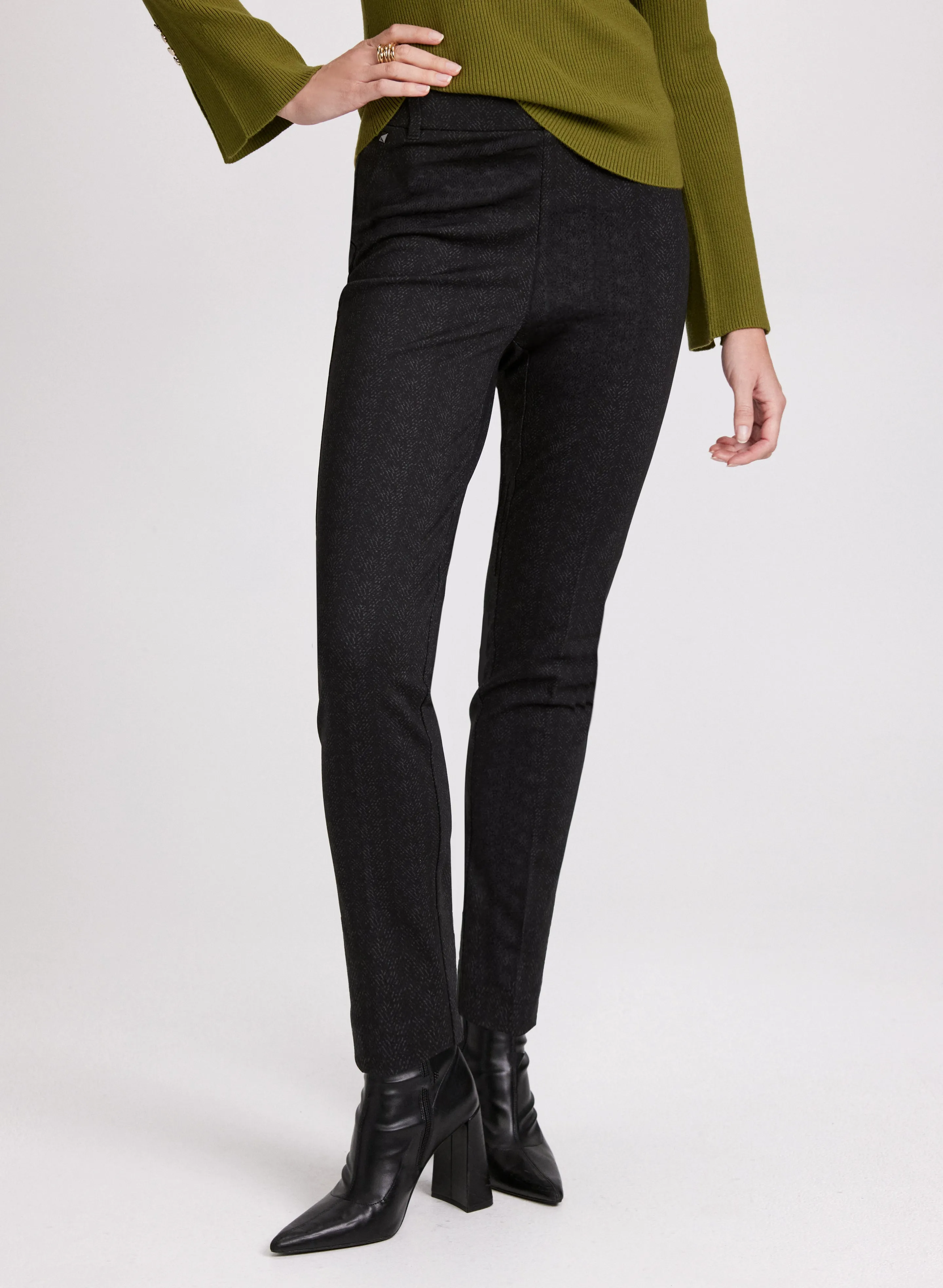 Sofia Herringbone Slim-Leg Pants