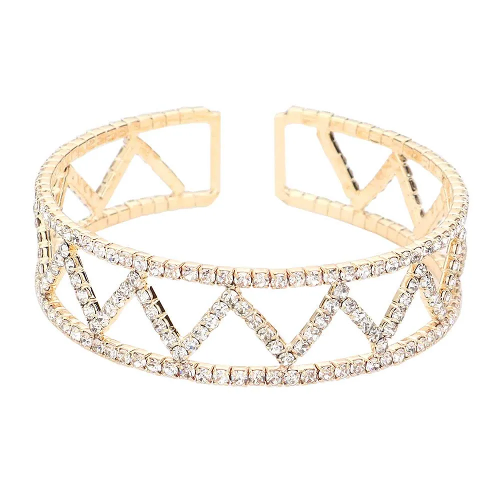 Split Rhinestone Cuff Evening Bracelet