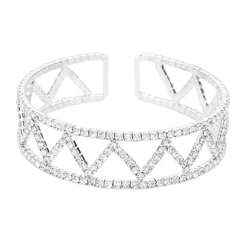 Split Rhinestone Cuff Evening Bracelet