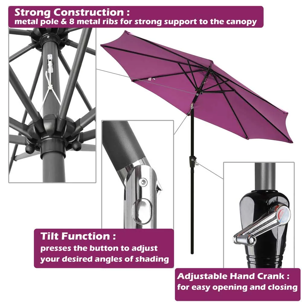 TheLAShop 9 Foot 8-Rib Tilt Outdoor Umbrella Crank Lift