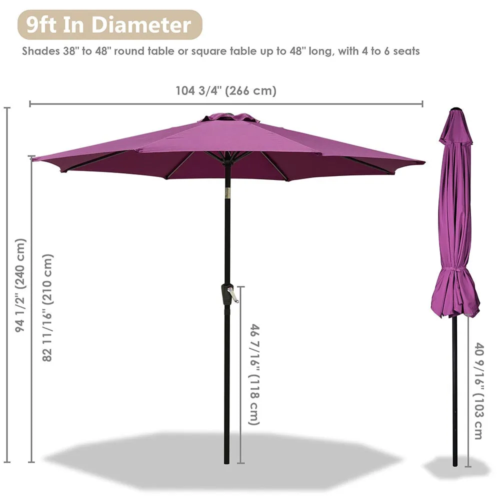 TheLAShop 9 Foot 8-Rib Tilt Outdoor Umbrella Crank Lift