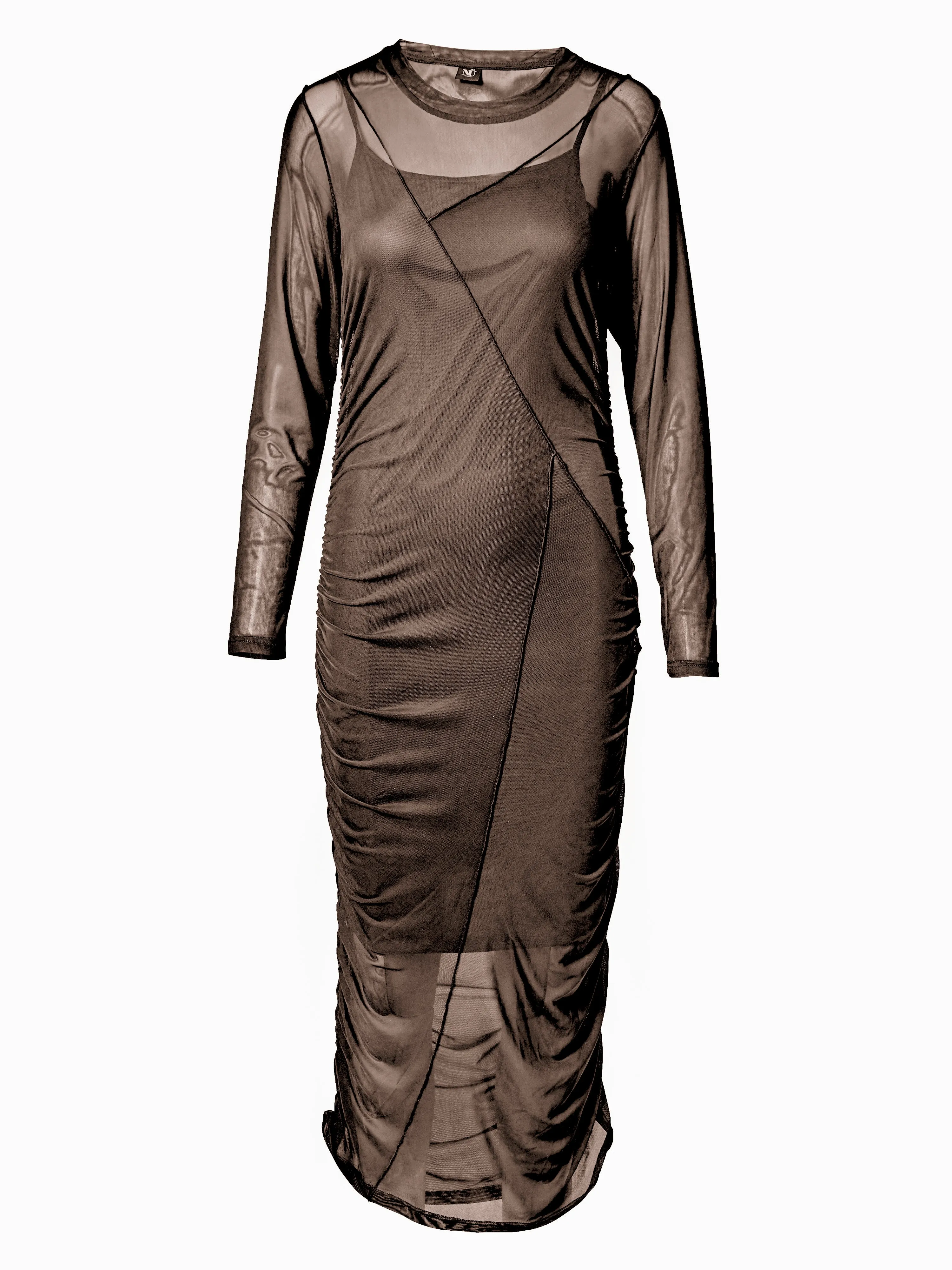 VINJA mesh dress - Dark Brown