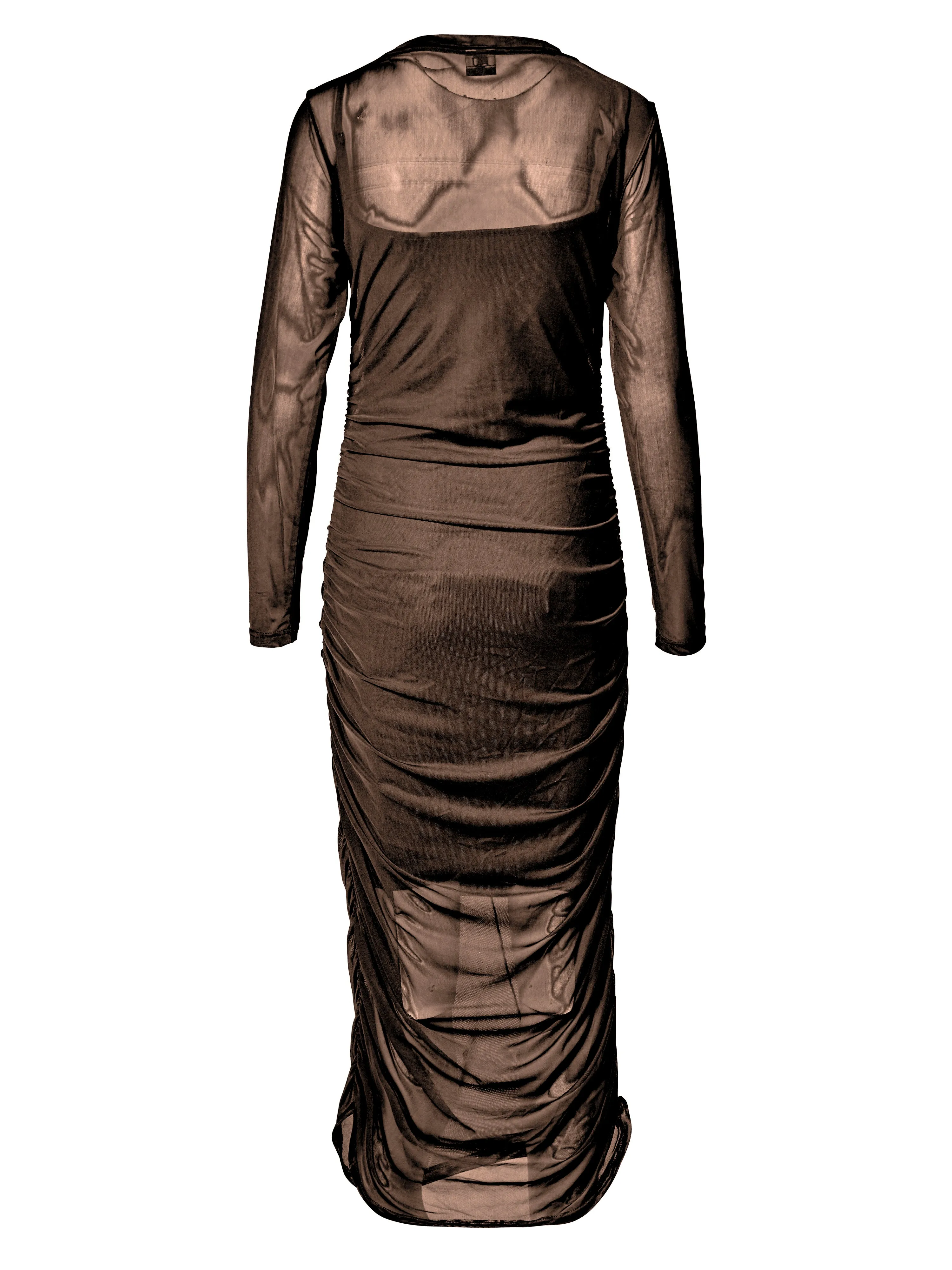 VINJA mesh dress - Dark Brown