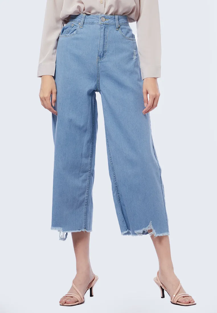 Wide Leg Denim with Raw Hemline