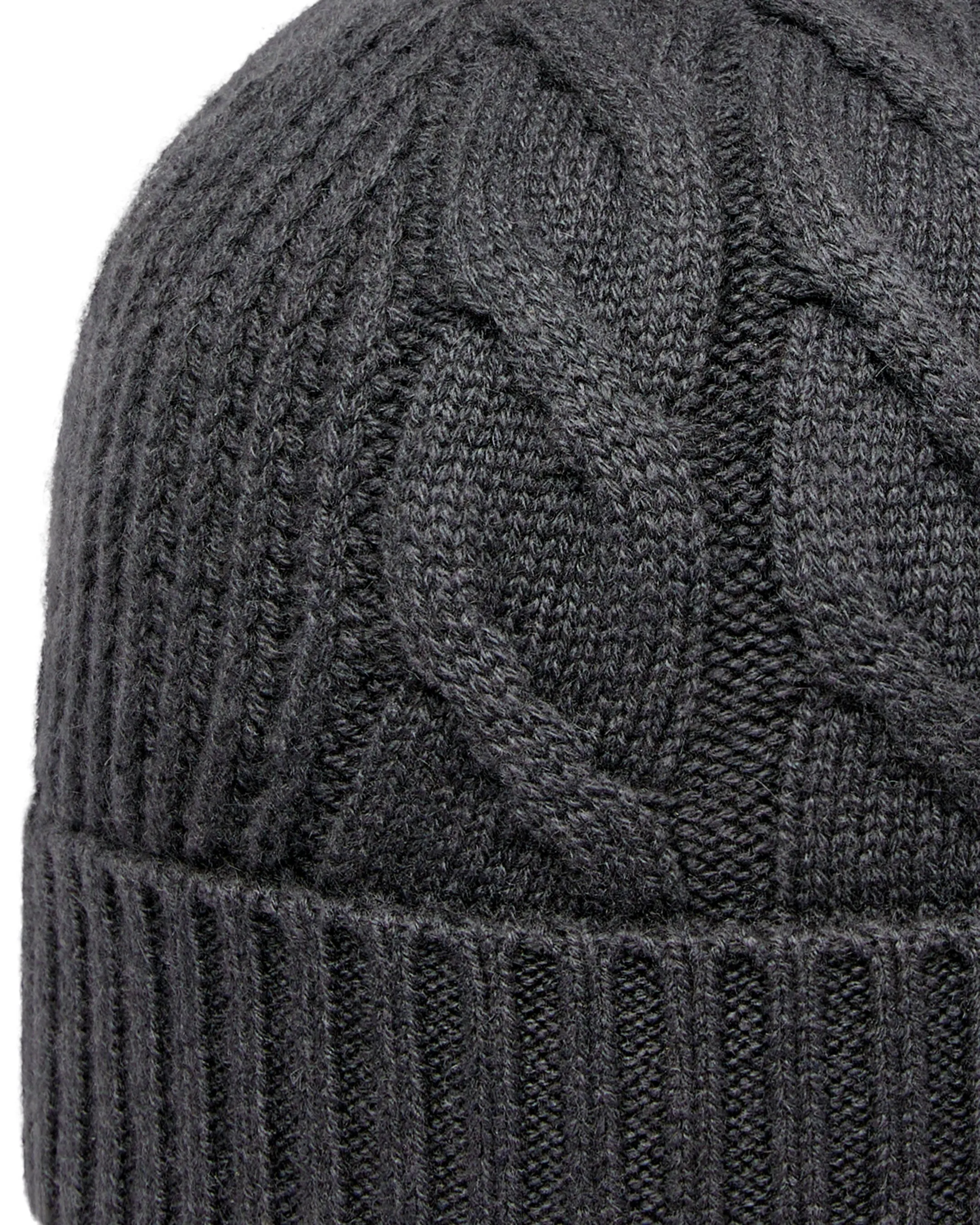 Women's Cable Rib Cashmere Hat Anthracite Grey