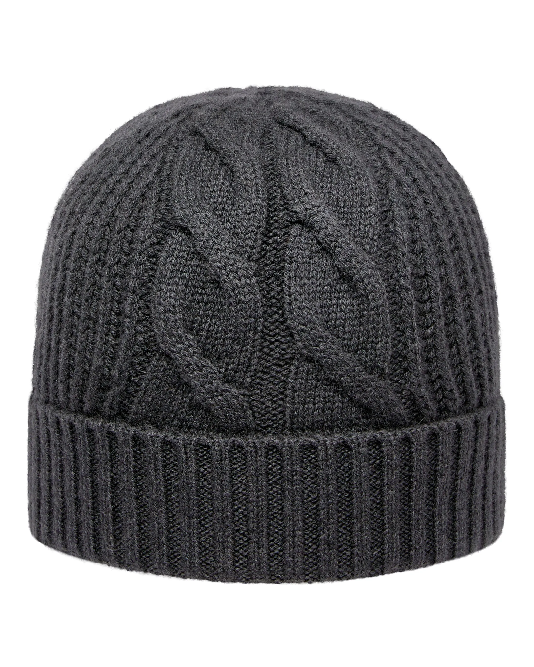 Women's Cable Rib Cashmere Hat Anthracite Grey