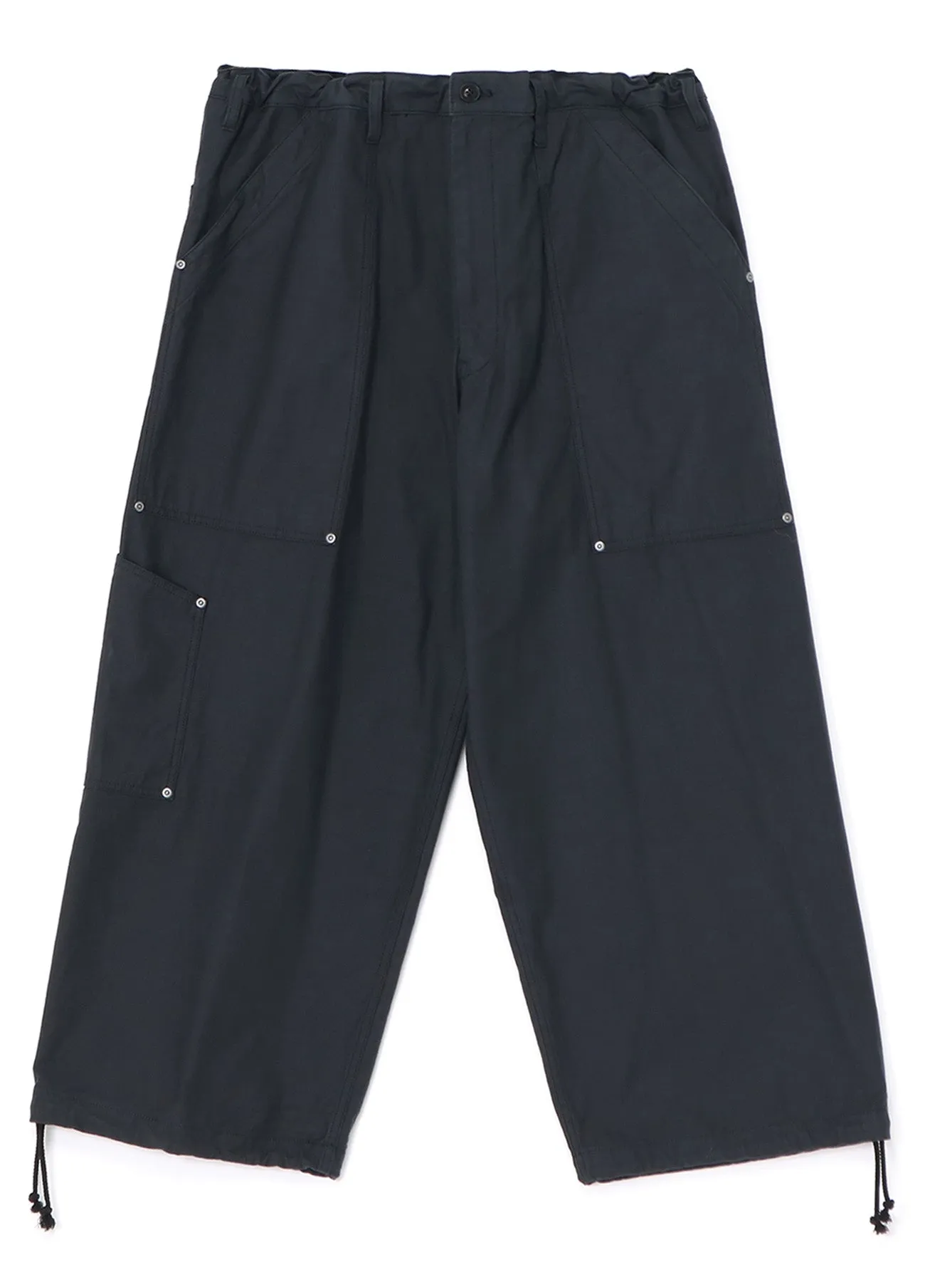 [Y's-Black Name]BACKSIDE SULFURIZATION SATIN WAIST BELT PANEL WORK PANTS