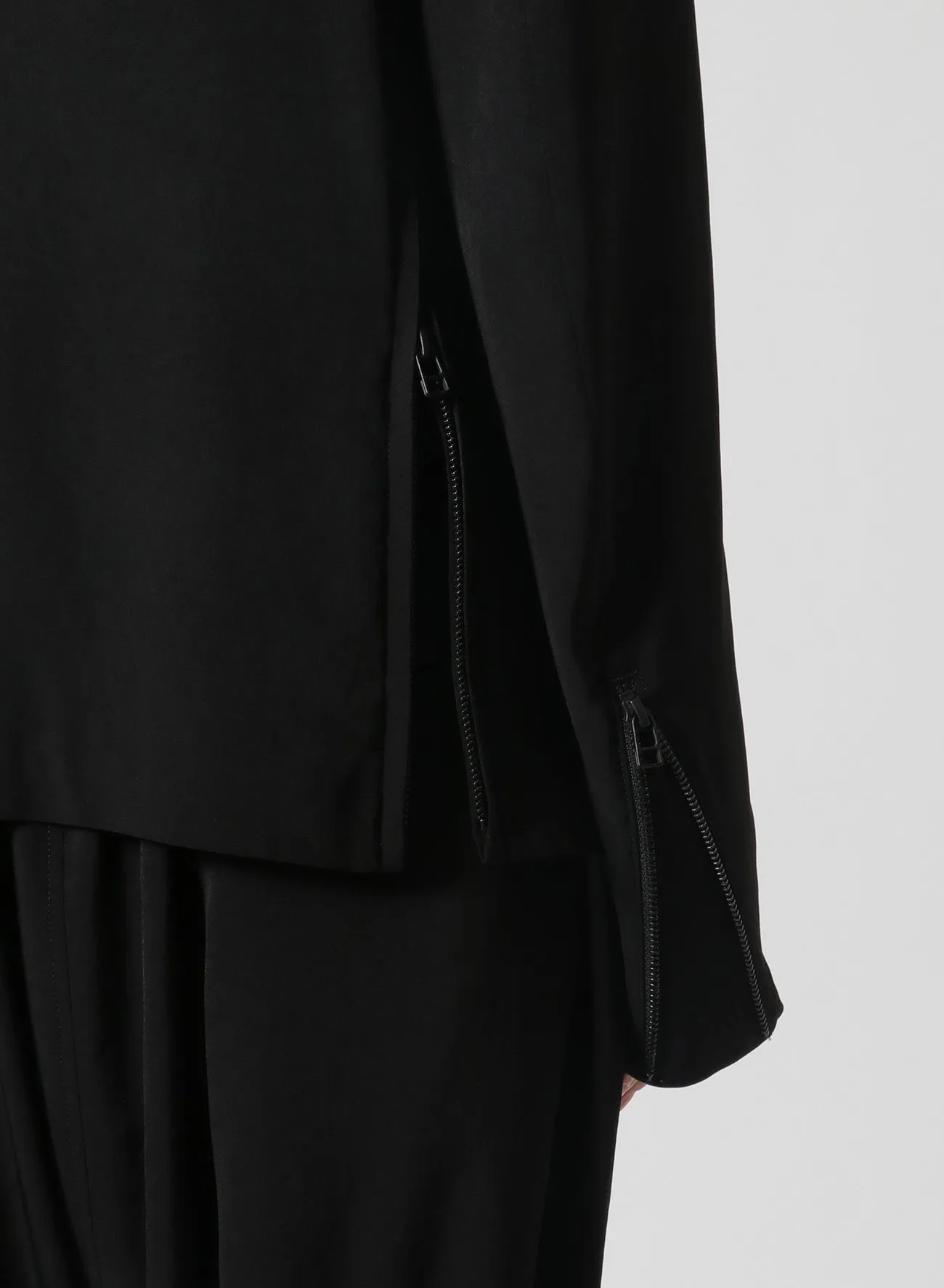 [Y's-Black Name]TRIACETATE POLYESTER CREPE de CHINE DOUBLE FRONT BLOUSON