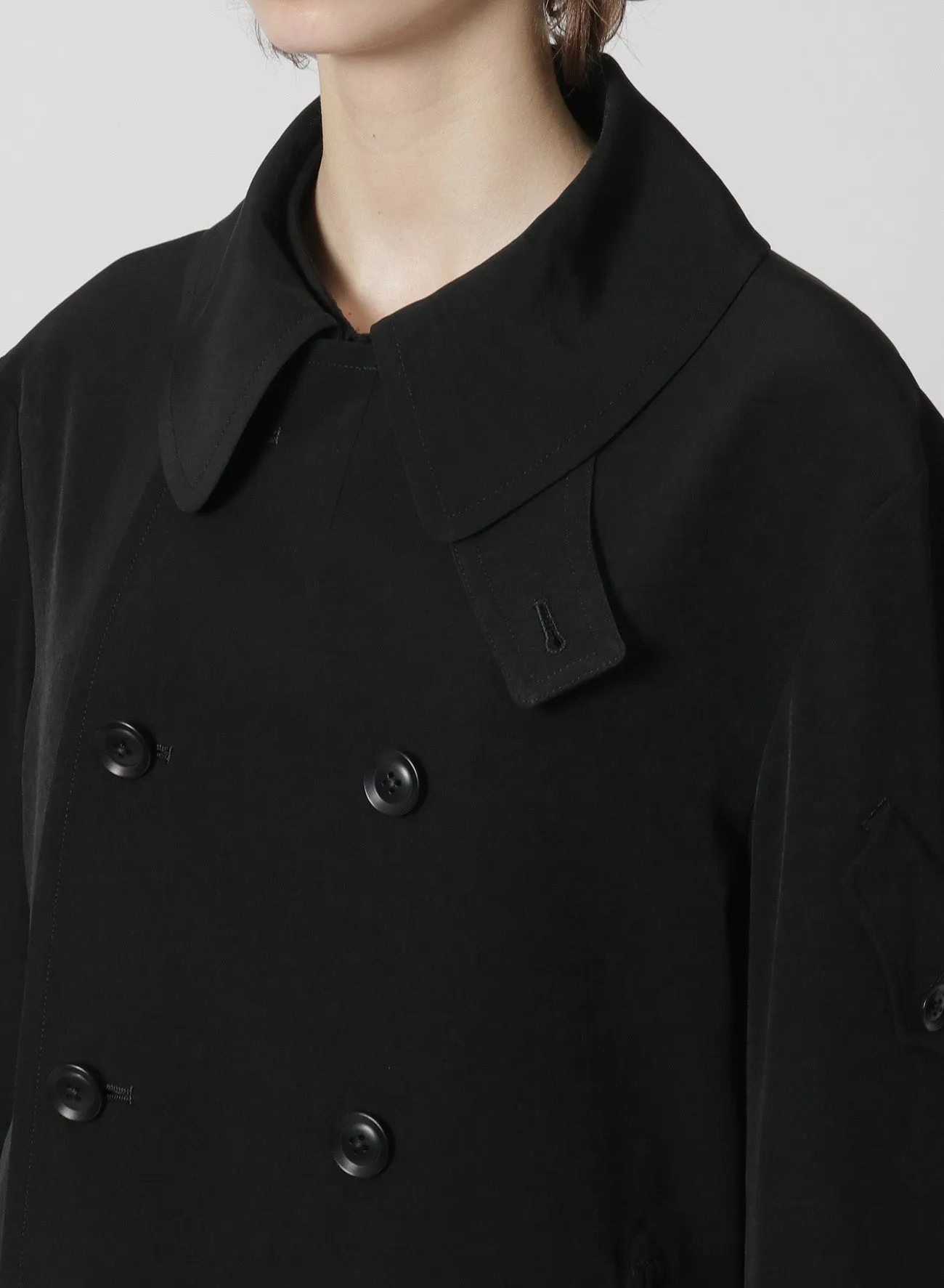 [Y's-Black Name]TRIACETATE POLYESTER CREPE de CHINE DOUBLE FRONT BLOUSON