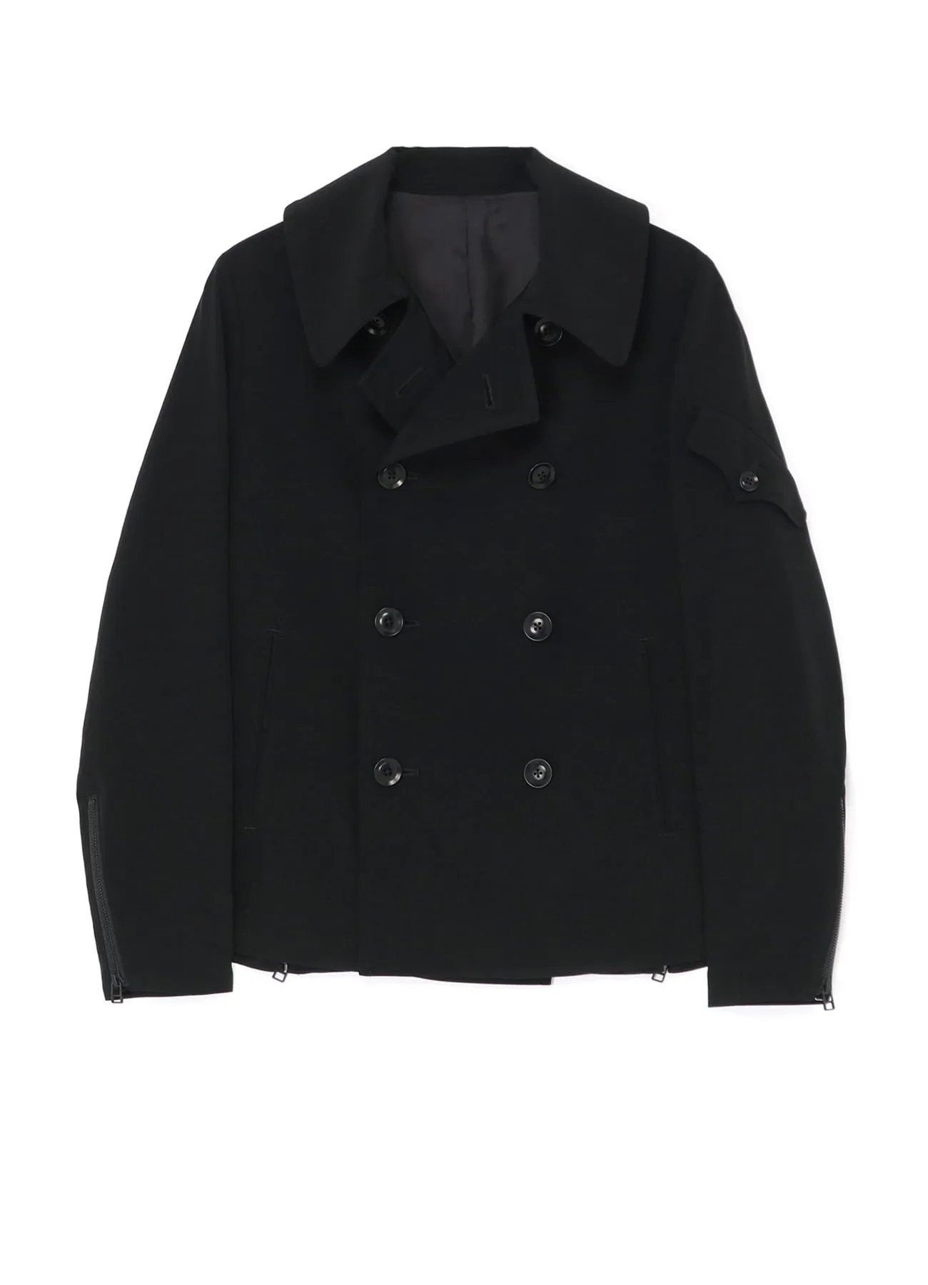 [Y's-Black Name]TRIACETATE POLYESTER CREPE de CHINE DOUBLE FRONT BLOUSON