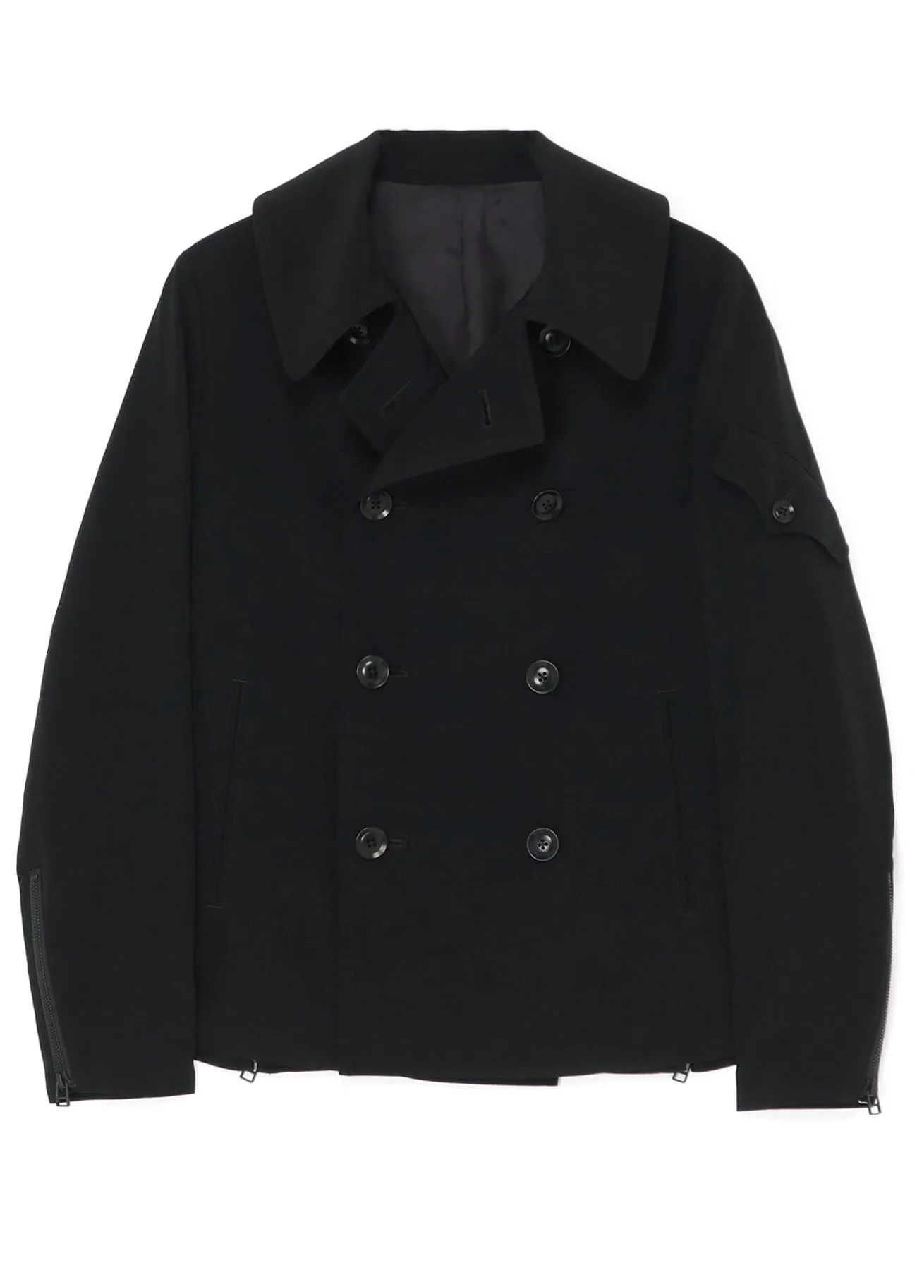 [Y's-Black Name]TRIACETATE POLYESTER CREPE de CHINE DOUBLE FRONT BLOUSON